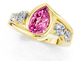 Yellow gold Bezel Set Pear Cut Diamond Split Shank Ring_1