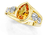 Yellow gold Bezel Set Pear Cut Diamond Split Shank Ring_1