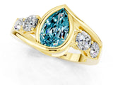 Yellow gold Bezel Set Pear Cut Diamond Split Shank Ring_1