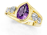 Yellow gold Bezel Set Pear Cut Diamond Split Shank Ring_1
