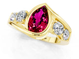 Yellow gold Bezel Set Pear Cut Diamond Split Shank Ring_1