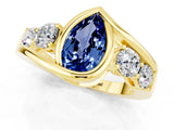 Yellow gold Bezel Set Pear Cut Diamond Split Shank Ring_1