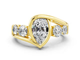 Yellow gold Bezel Set Pear Cut Diamond Split Shank Ring_21