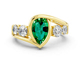 Yellow gold Bezel Set Pear Cut Diamond Split Shank Ring_21