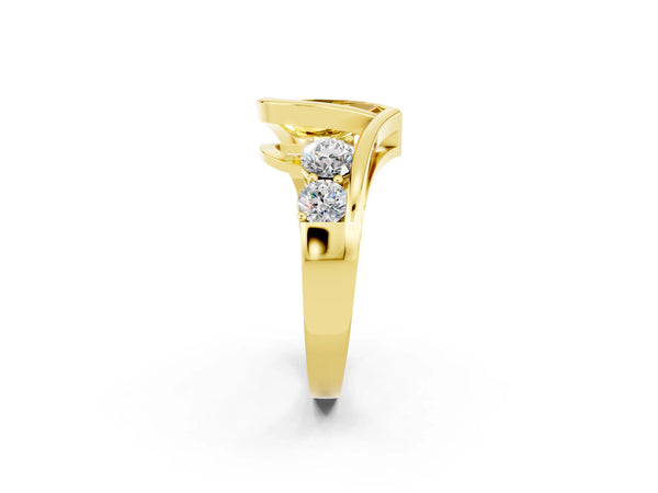 Yellow gold Bezel Set Pear Cut Yellow Sapphire Bypass Ring with Round  Accents