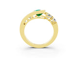 Yellow gold Bezel Set Pear Cut Diamond Split Shank Ring_3