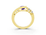 Yellow gold Bezel Set Pear Cut Diamond Split Shank Ring_3