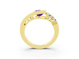 Yellow gold Bezel Set Pear Cut Diamond Split Shank Ring_3
