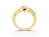 Yellow gold Bezel Set Pear Cut Diamond Split Shank Ring_3