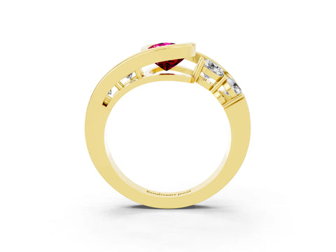 Yellow gold Bezel Set Pear Cut Diamond Split Shank Ring_3
