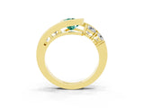 Yellow gold Bezel Set Pear Cut Diamond Split Shank Ring_3