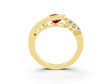 Yellow gold Bezel Set Pear Cut Diamond Split Shank Ring_3
