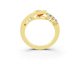 Yellow gold Bezel Set Pear Cut Diamond Split Shank Ring_3
