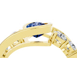 Yellow gold Bezel Set Pear Cut Diamond Split Shank Ring_4