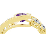 Yellow gold Bezel Set Pear Cut Diamond Split Shank Ring_4