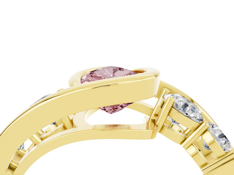 Yellow gold Bezel Set Pear Cut Diamond Split Shank Ring_4