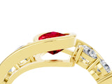 Yellow gold Bezel Set Pear Cut Diamond Split Shank Ring_4