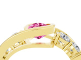 Yellow gold Bezel Set Pear Cut Diamond Split Shank Ring_4
