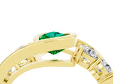 Yellow gold Bezel Set Pear Cut Diamond Split Shank Ring_4