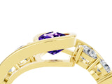 Yellow gold Bezel Set Pear Cut Diamond Split Shank Ring_4