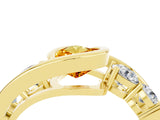 Yellow gold Bezel Set Pear Cut Diamond Split Shank Ring_4