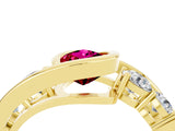 Yellow gold Bezel Set Pear Cut Diamond Split Shank Ring_4