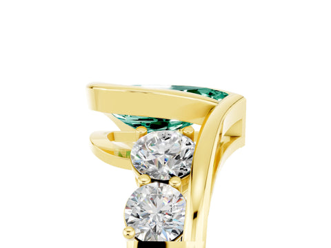 Yellow gold Bezel Set Pear Cut Diamond Split Shank Ring_5