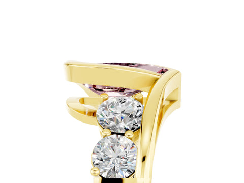 Yellow gold Bezel Set Pear Cut Diamond Split Shank Ring_5