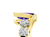 Yellow gold Bezel Set Pear Cut Diamond Split Shank Ring_5