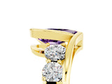 Yellow gold Bezel Set Pear Cut Diamond Split Shank Ring_5