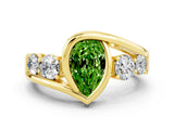 Yellow gold Bezel Set Pear Cut Diamond Split Shank Ring