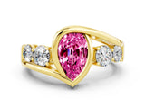 Yellow gold Bezel Set Pear Cut Diamond Split Shank Ring
