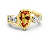 Yellow gold Bezel Set Pear Cut Diamond Split Shank Ring