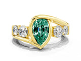 Yellow gold Bezel Set Pear Cut Diamond Split Shank Ring