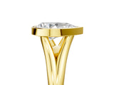 Yellow gold Bezel Set Pear Cut Solitaire Ring with Tapered Band 1