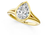 Yellow gold Bezel Set Pear Cut Solitaire Ring with Tapered Band 3