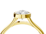 Yellow gold Bezel Set Pear Cut Solitaire Ring with Tapered Band