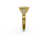 Yellow gold Bezel Set Pear Diamond Milgrain Pave Engagement Ring_39