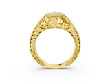 Yellow gold Bezel Set Pear Diamond Milgrain Pave Engagement Ring_40