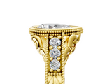 Yellow gold Bezel Set Pear Diamond Milgrain Pave Engagement Ring_42