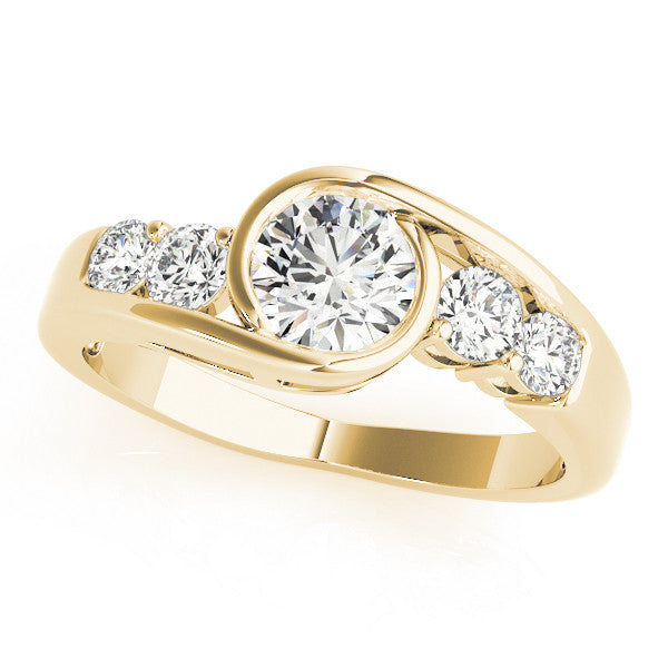 Yellow gold Bezel Set Pear Diamond Split Shank Ring