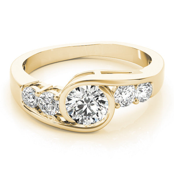 Yellow gold Bezel Set Pear Diamond Split Shank Ring