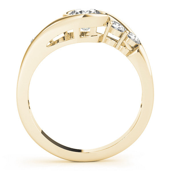 Yellow gold Bezel Set Pear Diamond Split Shank Ring