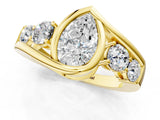Yellow gold Bezel Set Pear Diamond Split Shank Ring_12