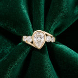 Yellow gold Bezel Set Pear Diamond Split Shank Ring_6