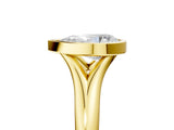 Yellow gold Bezel Set Pear Solitaire Diamond Ring with Smooth Band 1