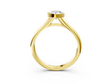 Yellow gold Bezel Set Pear Solitaire Diamond Ring with Smooth Band 5