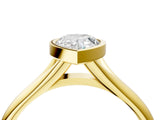 Yellow gold Bezel Set Pear Solitaire Diamond Ring with Smooth Band
