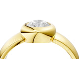 Yellow gold Bezel Set Pear Solitaire Ring with Wide Band 5