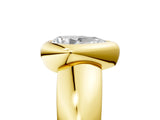 Yellow gold Bezel Set Pear Solitaire Ring with Wide Band
